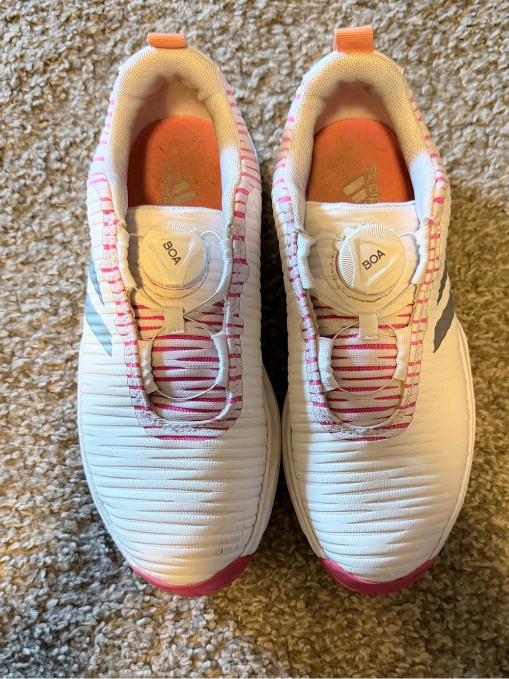 Adidas Junior CodeChaos Boa Golf Shoes - White/Pink/Amber | US Size 4, EU 36